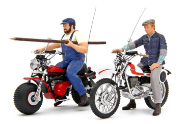 LM128DE  Bud Spencer Motozodiaco Tuareg 223-2 & Terence Hill Moto Ossa AE73 (DIE CAST BIKES)  1:18